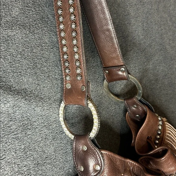 Raviani Garland Texas Western Style Hobo Fringe Leather Studded Bag MSRP $375+ - Picture 4 of 11